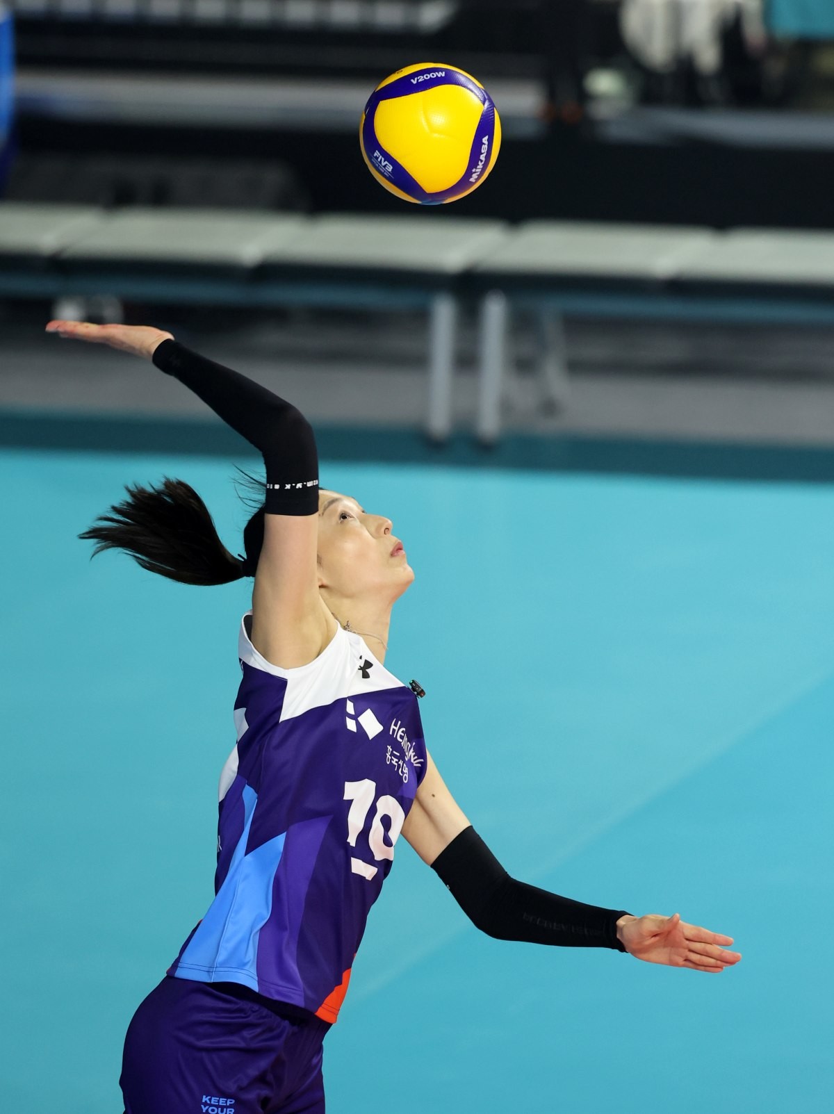 선수 시절 서브하는 모습의 김연경. / 뉴스1