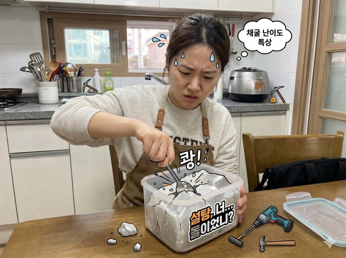 '꽝꽝' 돌같이 변한 설탕...누구나 한 번쯤 겪는 일. 기사 내용 토대로 AI툴 활용해 제작한 자료사진.