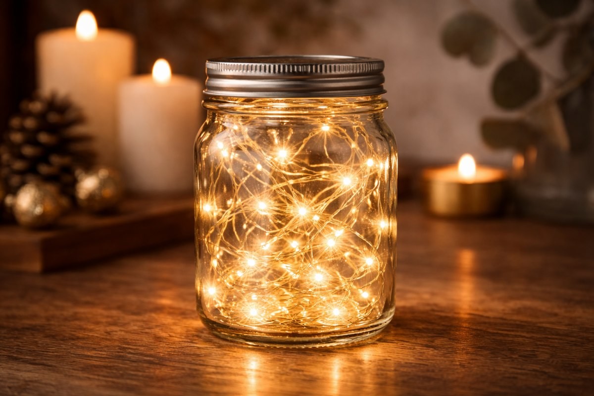 향초병에 전구를 담은 모습 / 기사 내용을 바탕으로 제작한 AI 이미지