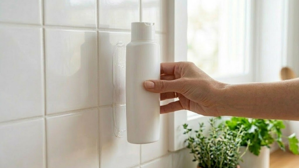 샴푸통을 벽에 붙이는 모습 / 기사 내용을 바탕으로 제작한 AI 이미지