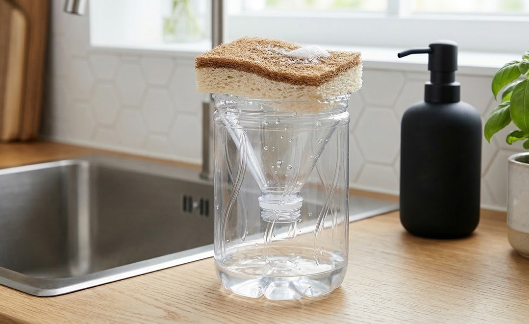 페트병을 재활용한 수세미 거치대 / AI 생성 이미지