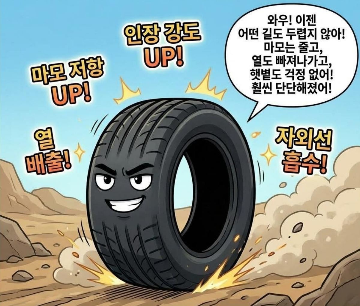 검정색 타이어의 기능. AI가 생성한 자료사진.