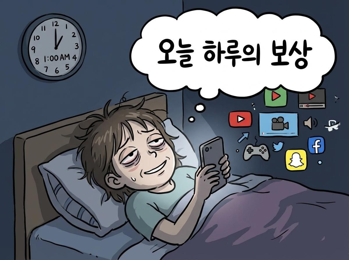[삽화] 늦은 시간 취침을 하는 사람. AI가 생성한 자료사진.