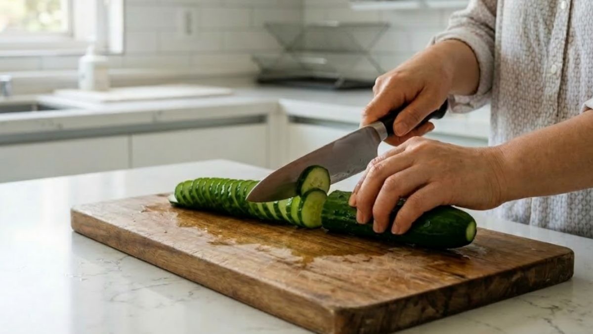 오이 자르는 모습의 자료사진. AI가 생성한 자료사진.