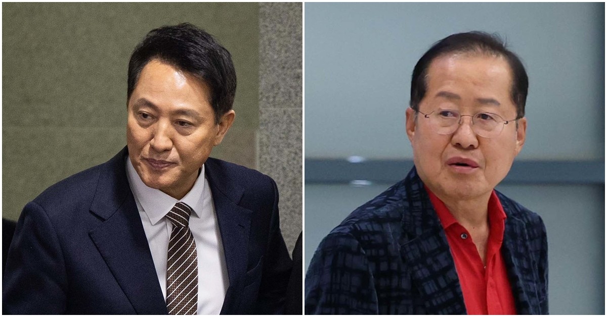 오새훈 서울시장(왼쪽)과 홍준표 전 대구시장. / 뉴스1