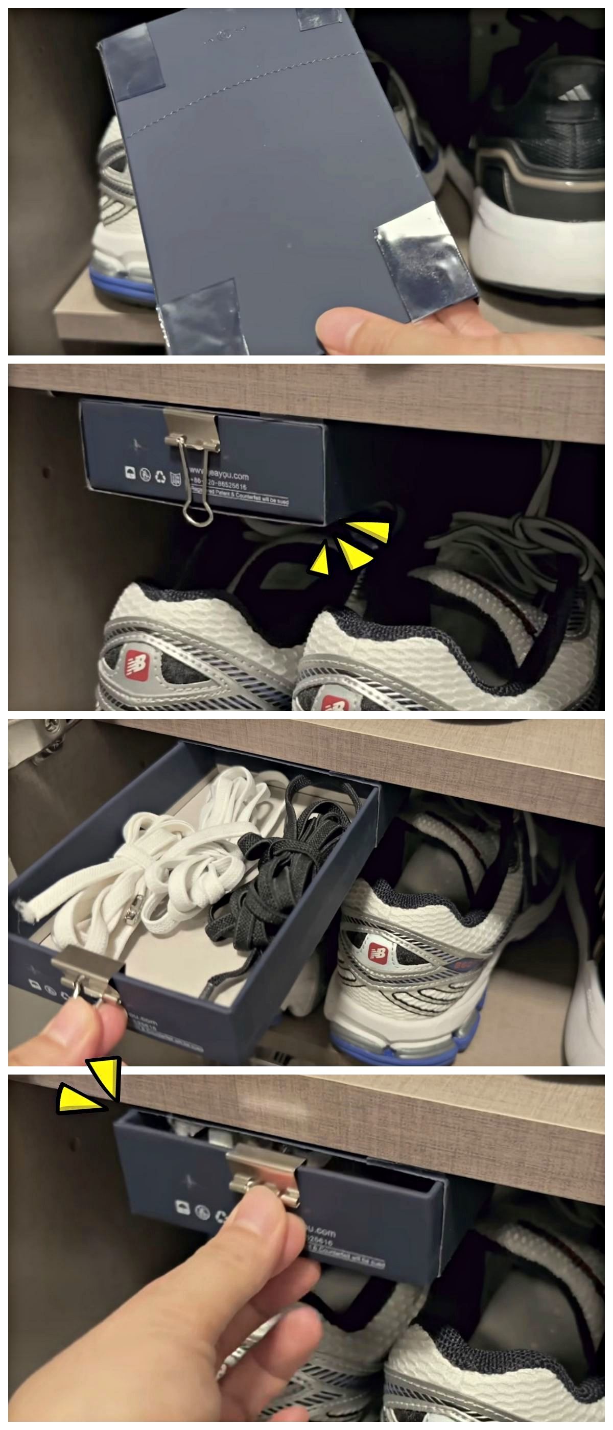 작은 상자로 신발장 선반 아래 ‘공중 서랍’ 만들기 자료사진 2. / 유튜브 '미니멀리스트 Paik'