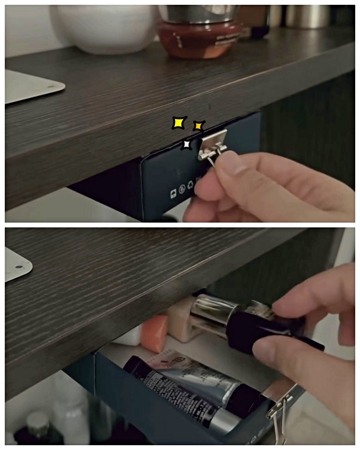 화장대에서도 활용 가능한 작은 상자 활용 수납 방법. / 유튜브 '미니멀리스트 Paik'