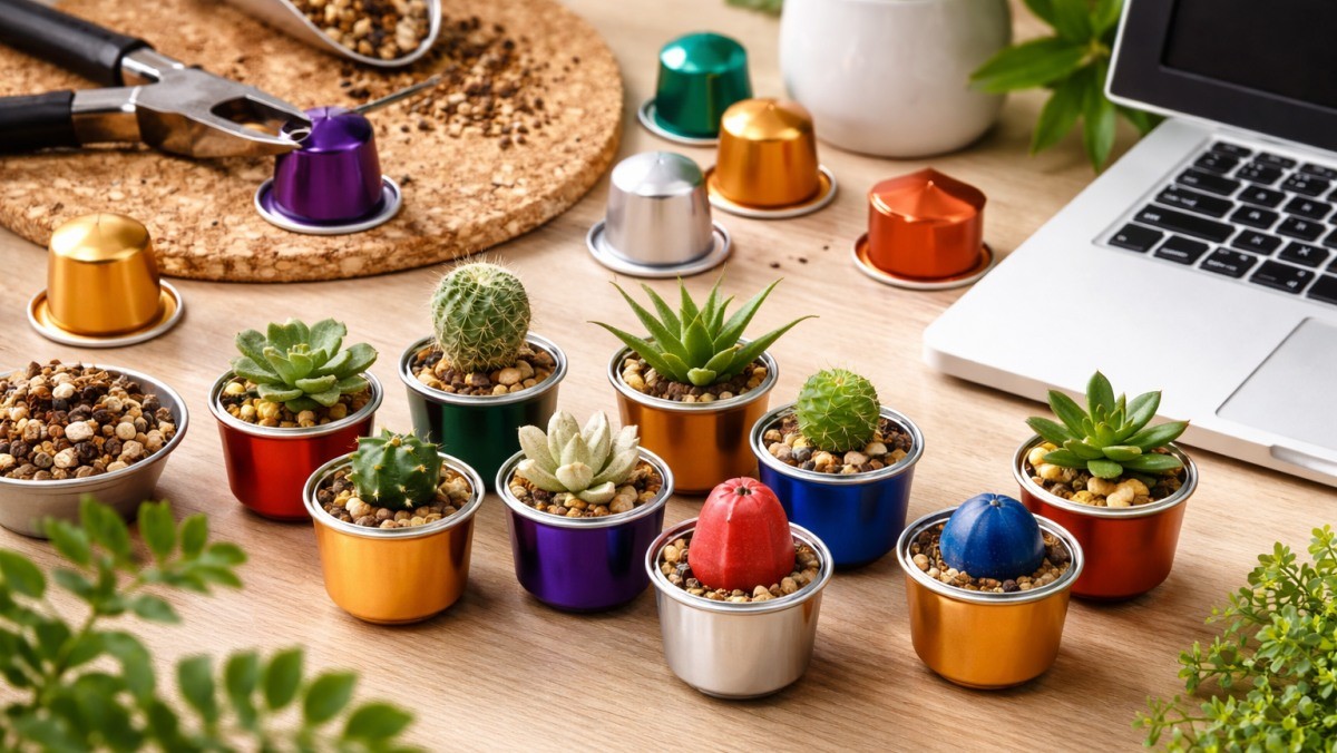 커피 캡슐 재활용하는 모습 / 기사 내용을 바탕으로 제작한 AI 이미지