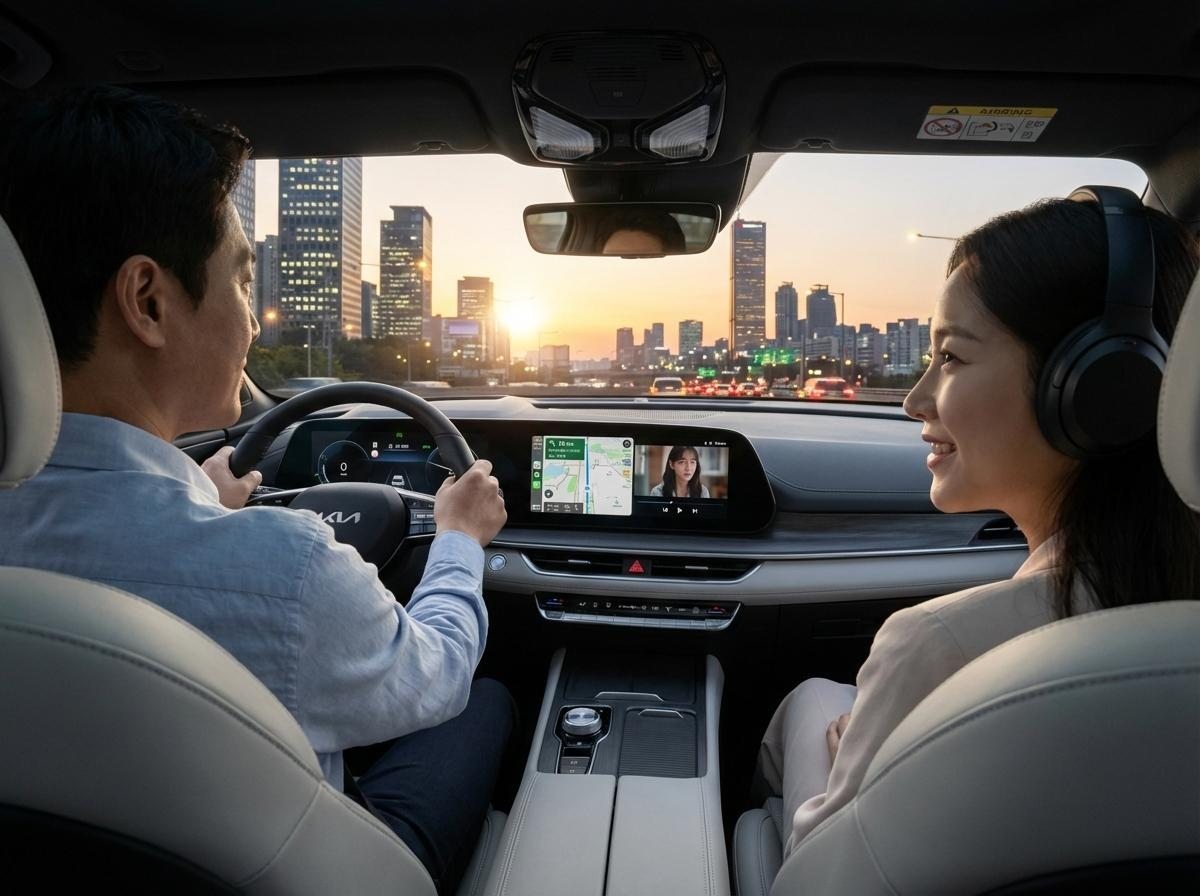 '스마트 듀얼뷰 OLE가 실제로 차량 실내에 적용된다면?!' 기사 내용 토대로 AI툴 활용해 제작한 자료사진.