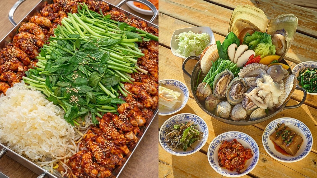 산낙지아구철판((왼쪽), 달락황칠연포탕(오른쪽) / '민낙지 안산성포본점', '달리도낙지 달락' 네이버 리뷰 업체 등록 사진 캡처