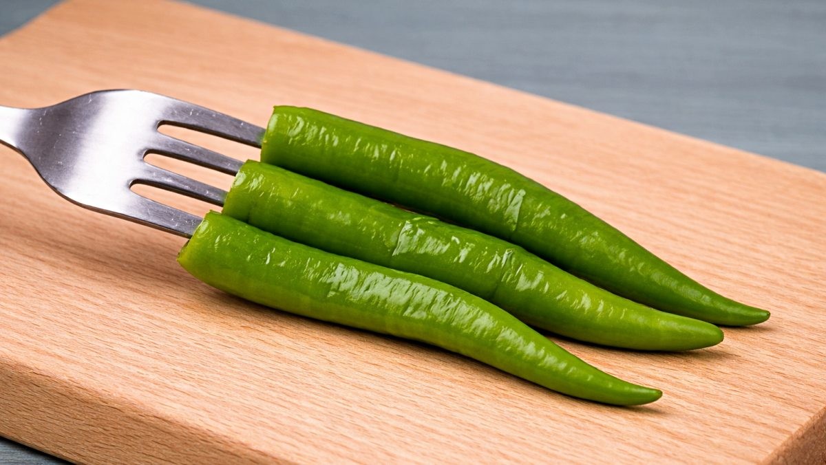 '포크를 고추에 이렇게 꽂으면...' 기사 내용 토대로 AI툴 활용해 제작한 자료사진.