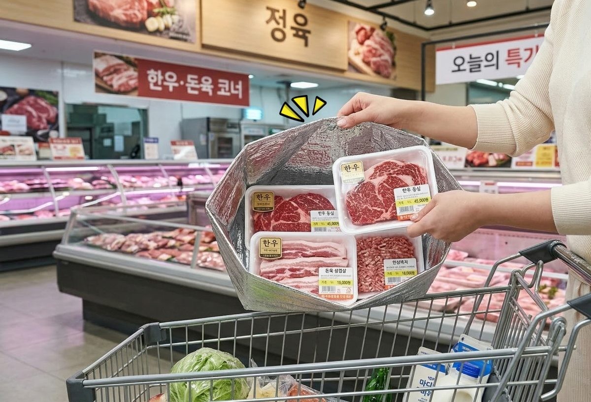 장 보러 갈 때 보냉백 챙겨서 아이스크림 담아 오기. 기사 내용 토대로 AI툴 활용해 제작한 자료사진.