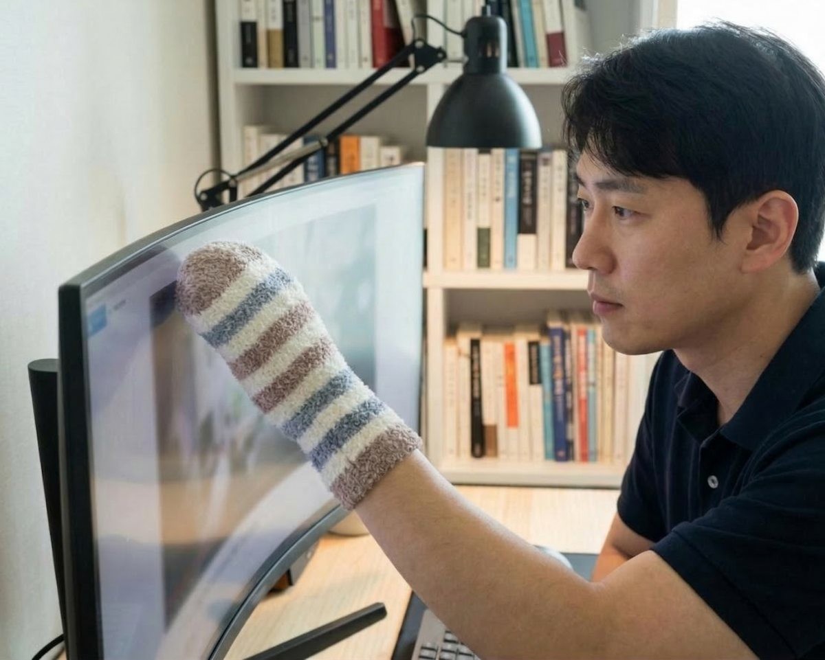 가전 청소에도 유용한 수면양말. 기사 내용 토대로 AI툴 활용해 제작한 자료사진.