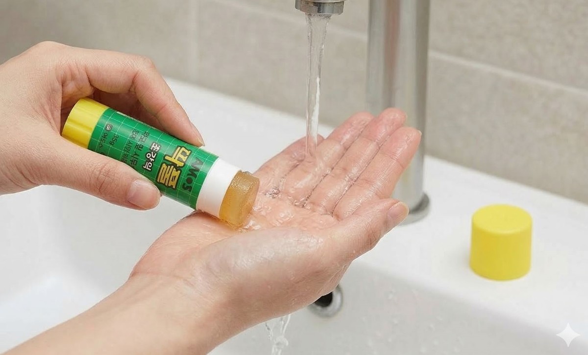 휴대용 비누에 손을 씻는 모습. 기사 이해를 돕기 위해 AI를 활용해 제작한 자료 사진입니다. 실제 모습과 다소 차이가 있을 수 있습니다.