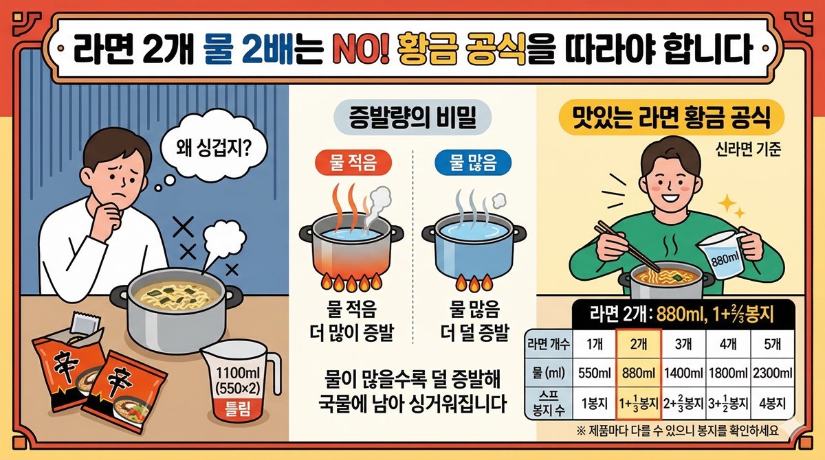 물 증발량을 고려한 라면 황금 레시피 / AI 생성 이미지