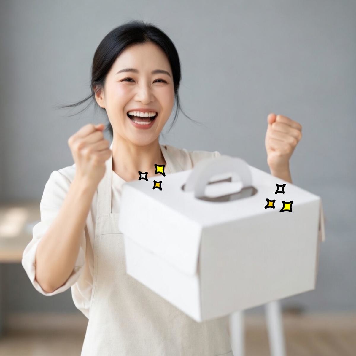 '이제 케이크 상자 그냥 버리지 마세요!' 기사 내용 토대로 AI툴 활용해 제작한 자료사진.