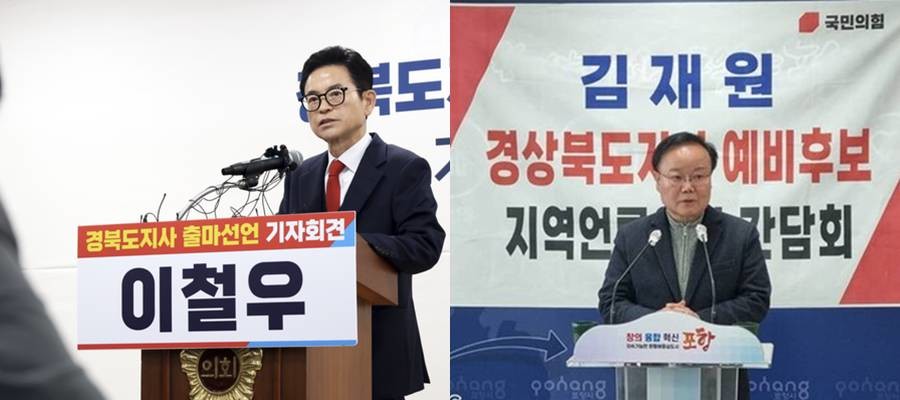 국민의힘 경북도지사 4인 대상 예비경선에서 김재원 예비후보가 1위를 차지, 이철우 현 경북도지사와 맞대결을 통해 최종 후보자를 뽑는다./위키트리