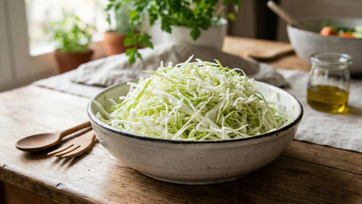 채 썬 양배추 (AI로 제작)