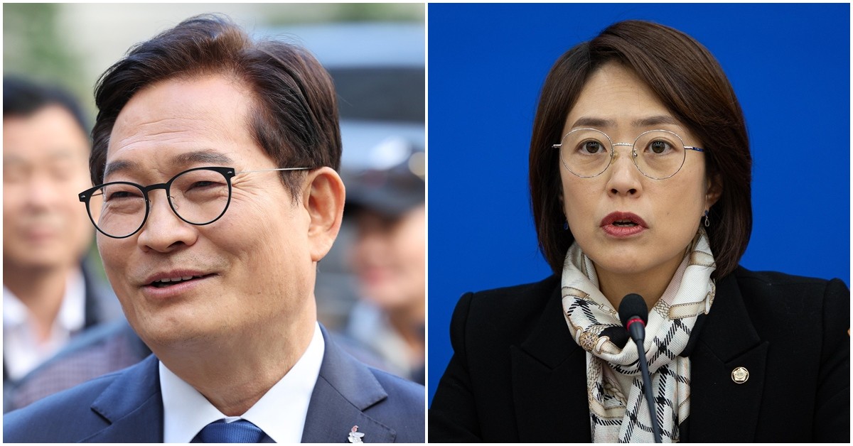 송영길 전 더불어민주당 대표(왼쪽)와 고민정 민주당 의원. / 뉴스1