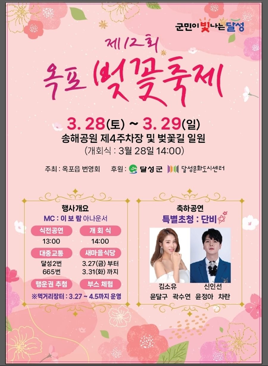 제12회 달성군 옥포 벚꽃축제 홍보물.  / 대구 달성군 제공