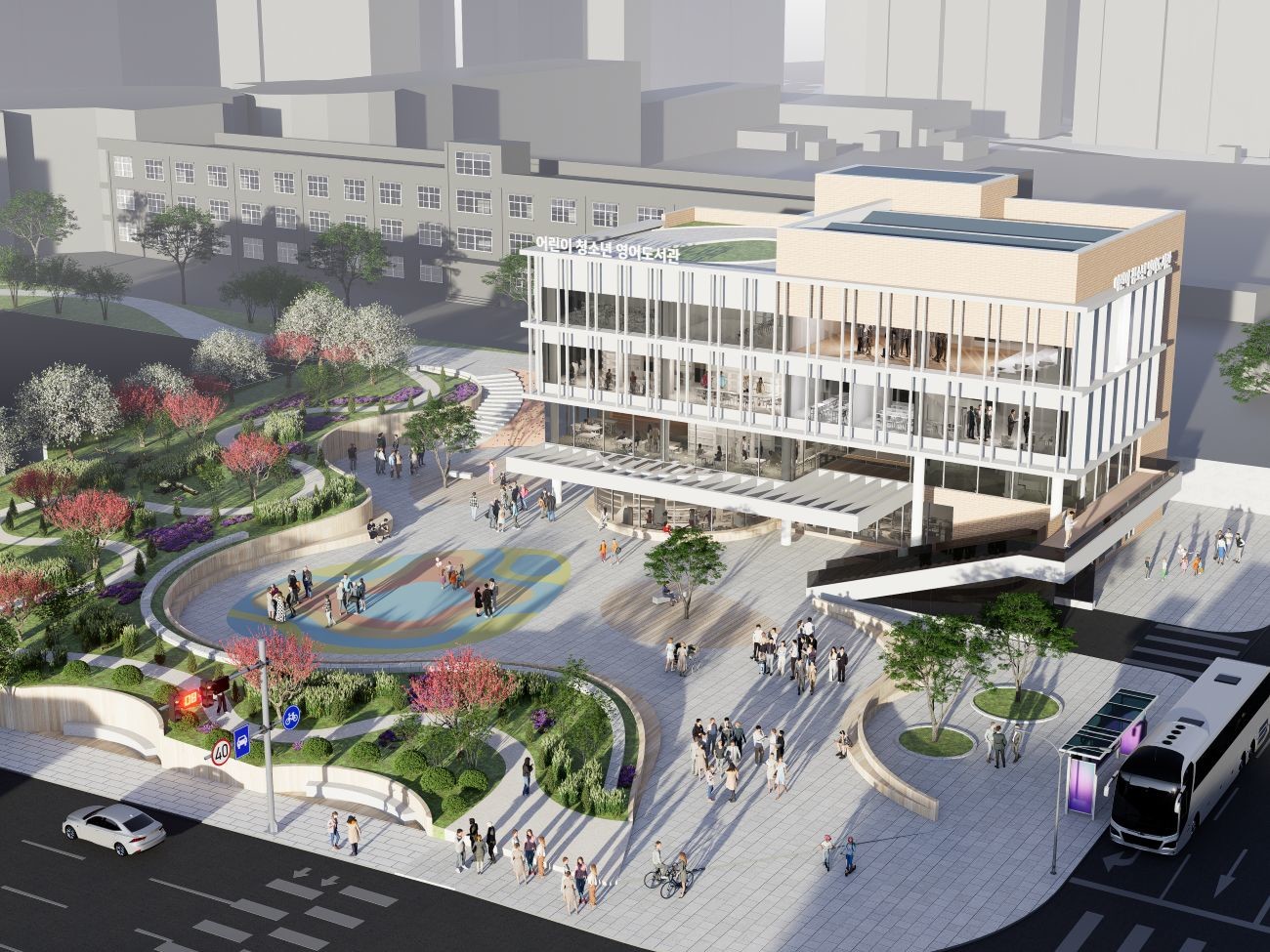 ㈜민앤동건축사사무소(대표 박정민)와 ㈜모드건축사사무소(대표 이유복)에서 공동응모한 ‘(가칭)충남중 어린이·청소년 영어도서관 건립사업’ 설계공모 당선작 / 사진=대전 동구