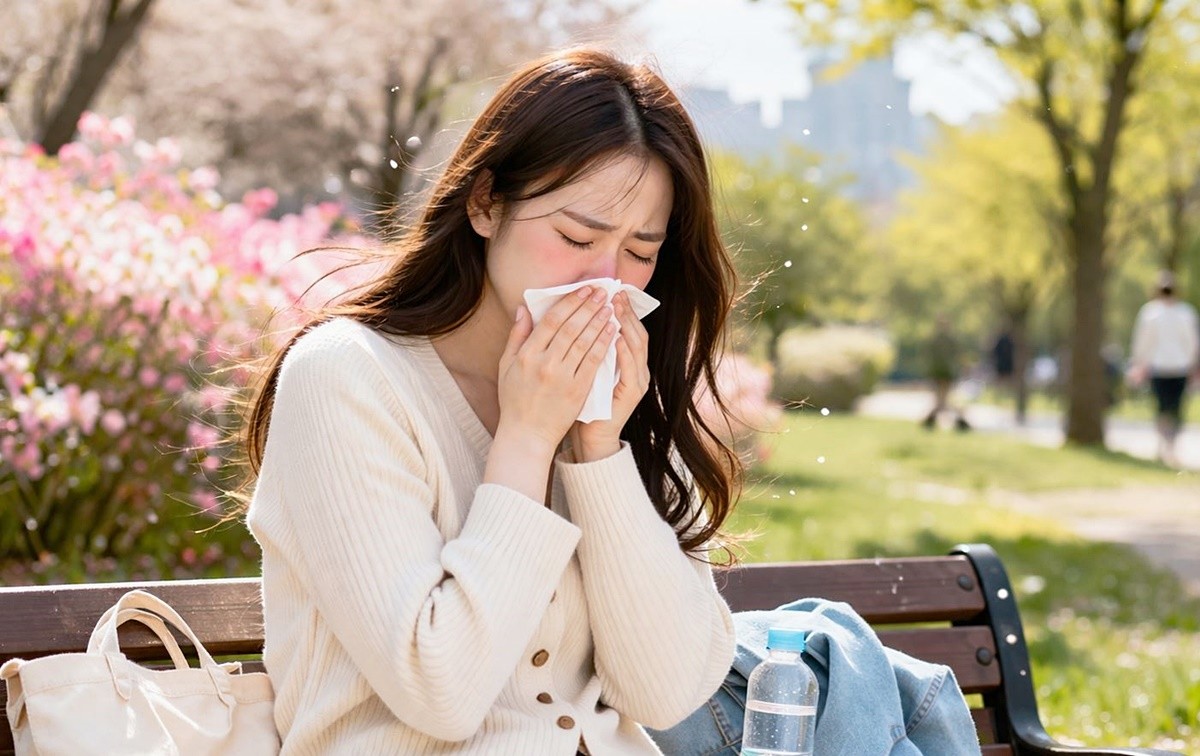 봄철 비염 때문에 고생하는 모습. 기사 이해를 돕기 위해 AI를 활용해 제작한 자료 사진입니다. 실제 모습과 다소 차이가 있을 수 있습니다.