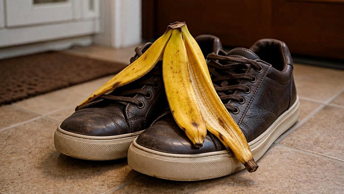'바나나껍질을 신발 위에...?!' 기사 내용 토대로 AI툴 활용해 제작한 자료사진.