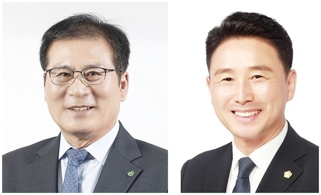 이상익 함평군수(왼쪽),이남오 함평군의회 의장