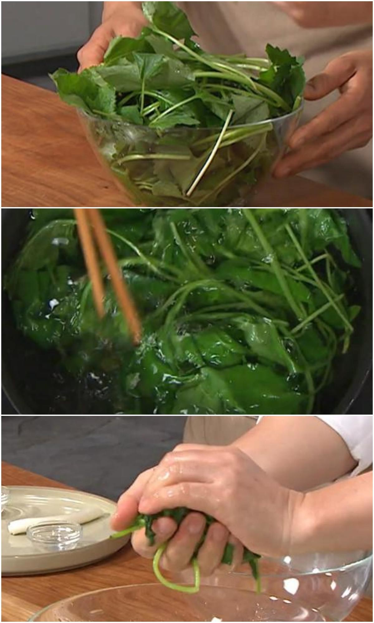 취나물 데치기 전후 과정. / EBS '최고의 요리비결'