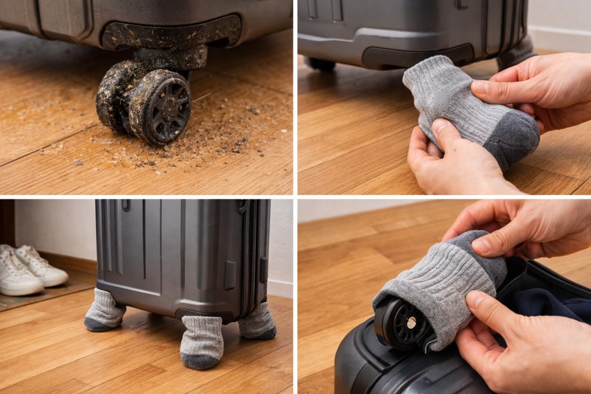 양말을 캐리어에 활용한 모습 / 기사 내용을 바탕으로 제작한 AI 이미지