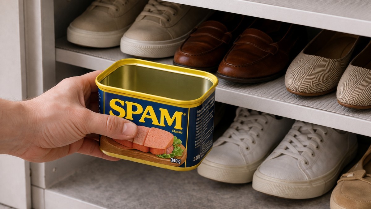 통조림 햄통을 신발장에 넣는 모습 / 기사 내용을 바탕으로 제작한 AI 이미지