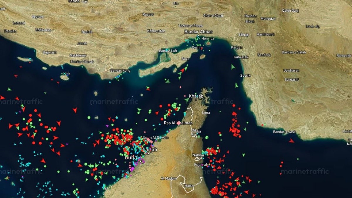 26일 오후 3시 기준 호르무즈 해협 / 마린 트래픽 (MarineTraffic ) 홈페이지 캡처