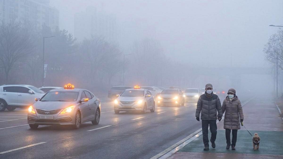 일교차 크고 미세먼지 심한 날. 기사 내용 토대로 AI툴 활용해 제작한 자료사진.