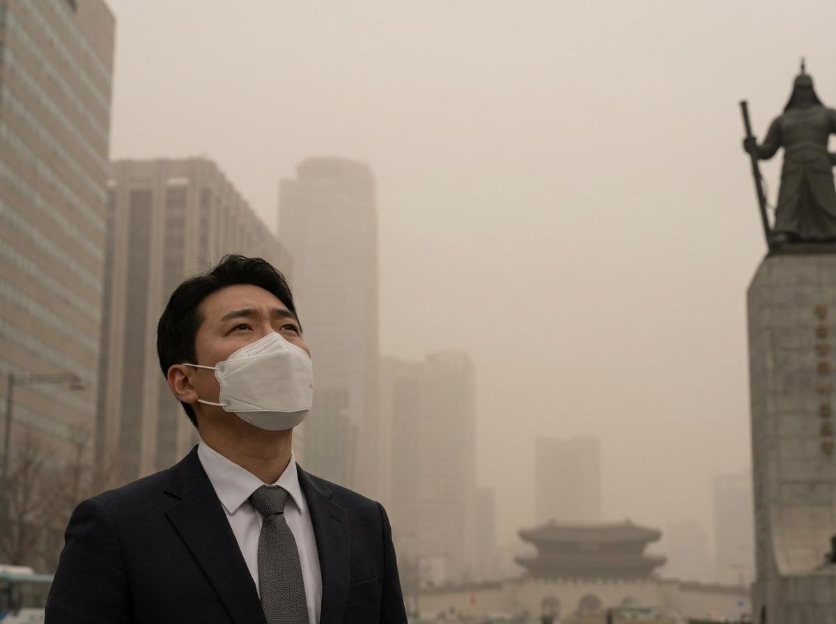 너무 심한 미세먼지. 기사 내용 토대로 AI툴 활용해 제작한 자료사진.