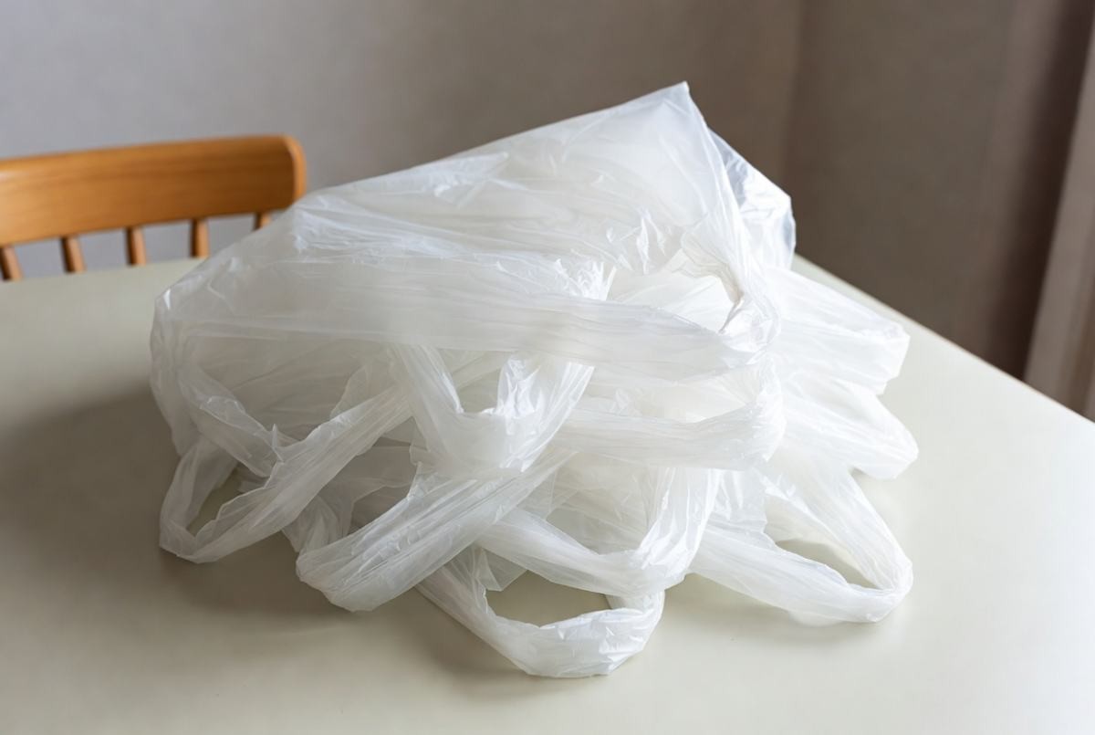 일상생활에서 쌓일 수밖에 없는 비닐봉지들. 기사 내용 토대로 AI툴 활용해 제작한 자료사진.