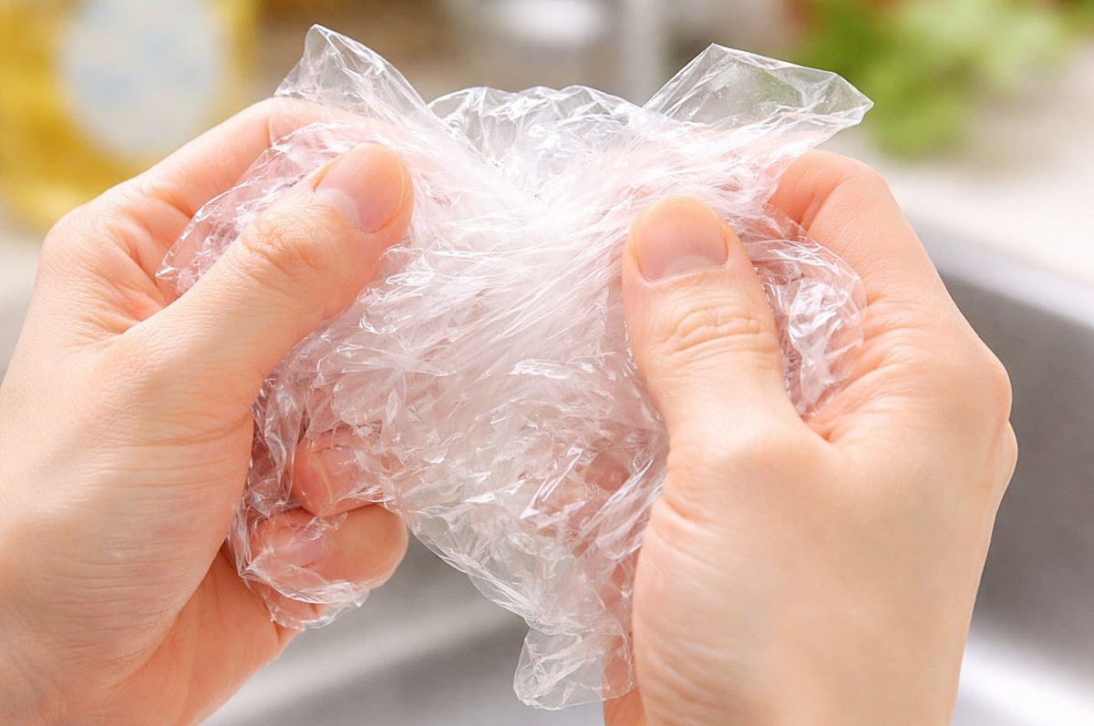 비닐봉지를 구기는 모습. 기사 이해를 돕기 위해 AI를 활용해 제작한 자료 사진입니다. 실제 모습과 다소 차이가 있을 수 있습니다.