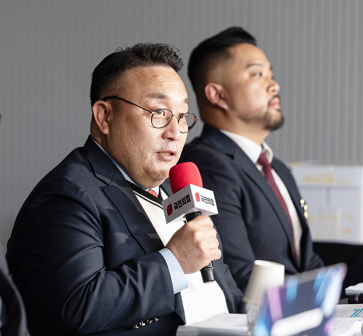 국민의힘 중앙당사에서 열린 '광역의원 비례 청년 공개 오디션'에서 개그맨인 이혁재 심사위원이 인사말하고 있다. 자료 사진 / 뉴스1