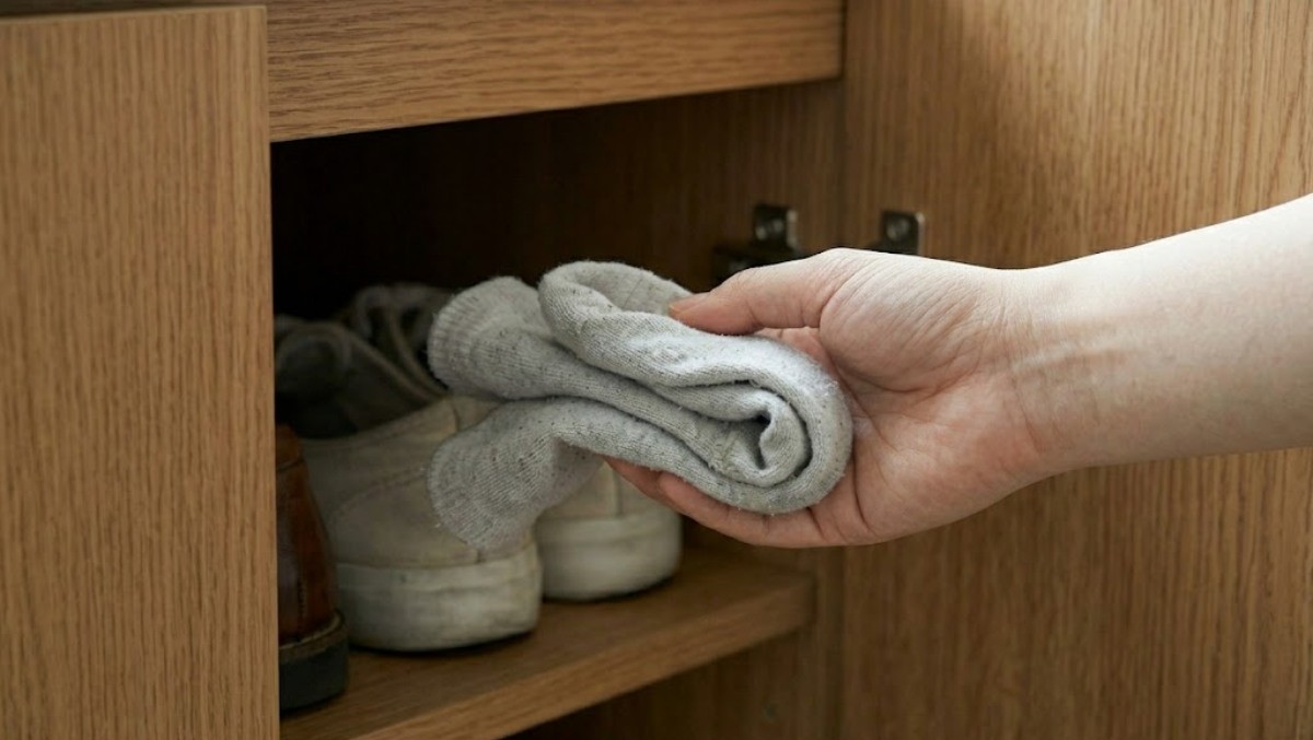 양말을 신발장에 넣는 모습 / 기사 내용을 바탕으로 제작한 AI 이미지