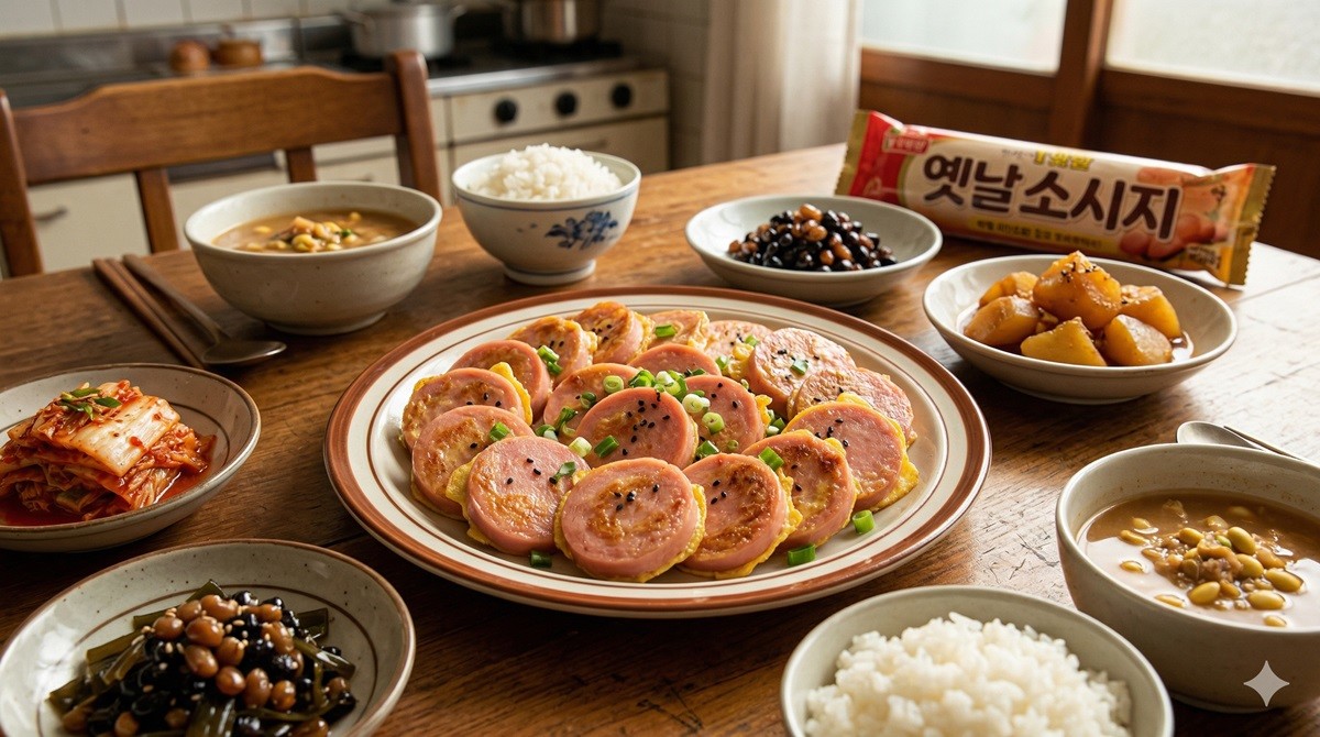 한국인 밥상에서 인기인 분홍 소시지 반찬 / AI 생성 이미지