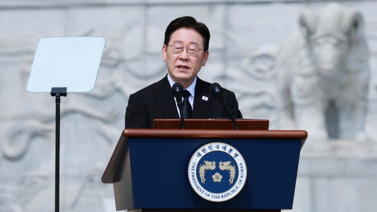 이재명 대통령이 27일 국립대전현충원에서 열린 제11회 서해수호의 날 기념식에서 기념사를 하고 있다. / 뉴스1