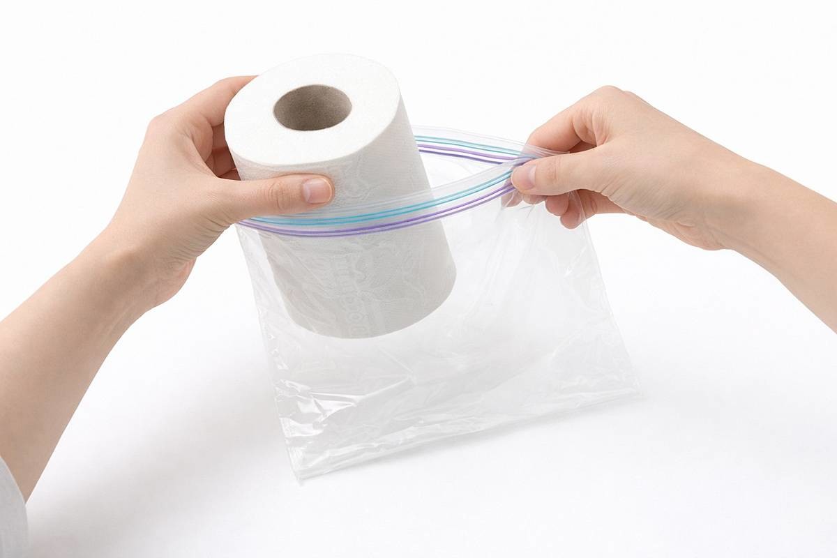 지퍼백에 두루마리 휴지를? 기사에 대한 이해를 돕기 위해 AI 툴로 제작한 자료 사진