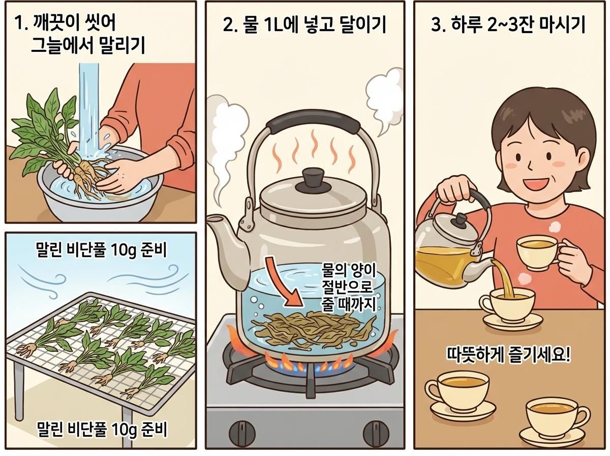[만화] 비단풀을 올바르게 먹는 법. AI가 생성한 자료사진.