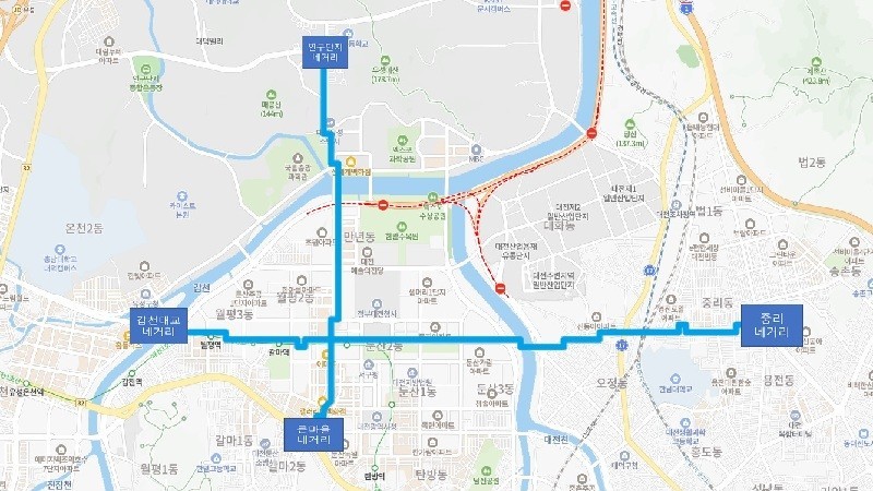 버스전용차로 일부구간 단속유예 시행 위치도