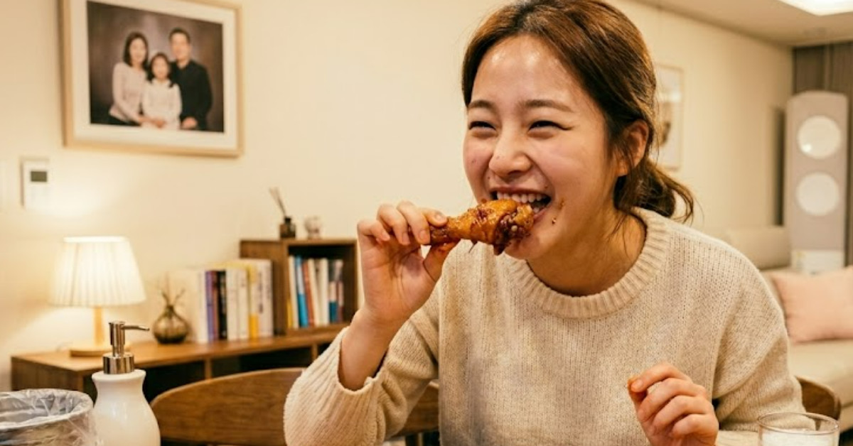 치킨 먹는 사람. 단순 자료 사진. 기사 이해를 돕기 위해 AI로 제작한 이미지.