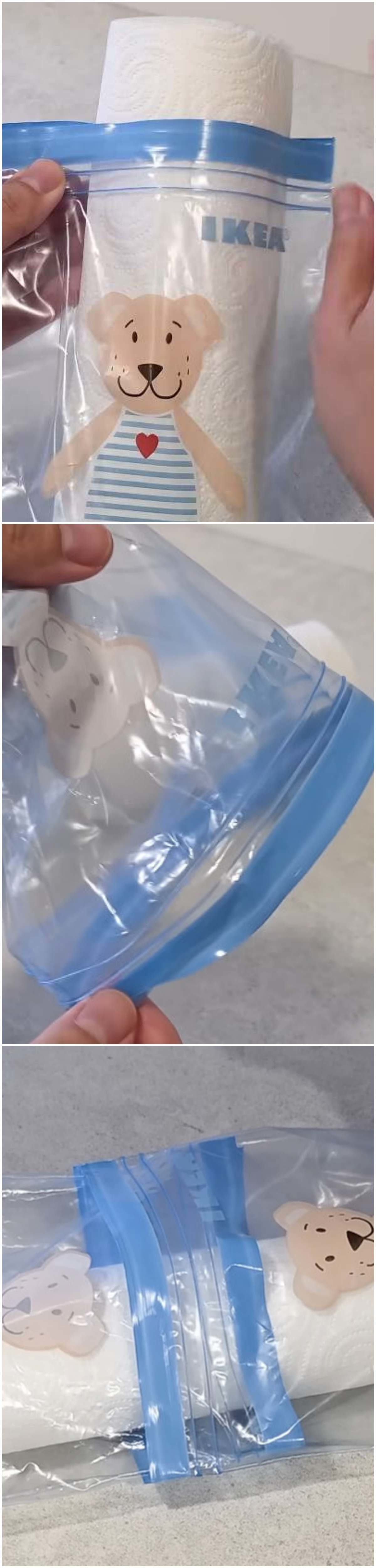 지퍼백 2개 연결해 1개로 만드는 꿀팁. / 유튜브 '리꼬 Rico'