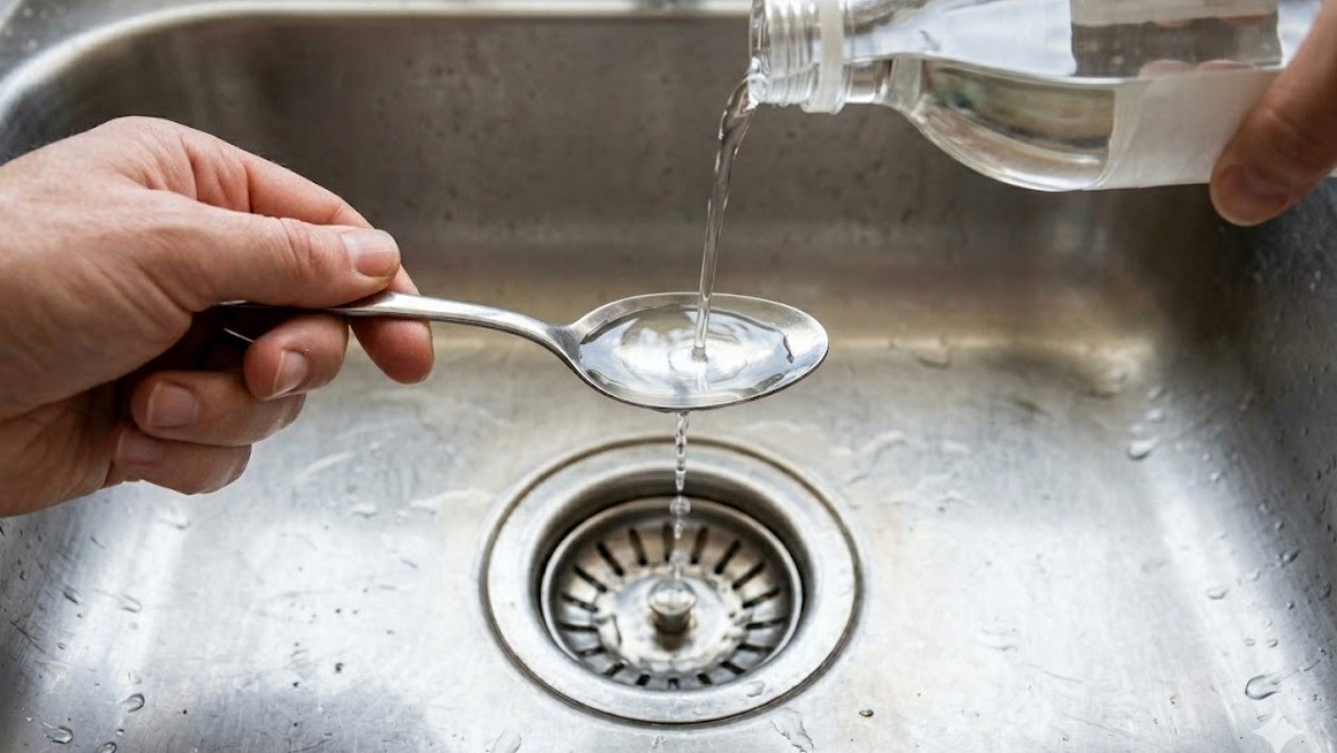 식초를 배수구 청소에 활용하는 모습 / 기사 내용을 바탕으로 제작한 AI 이미지