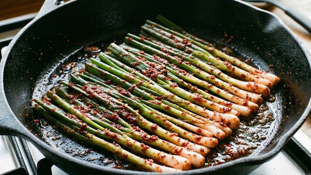 기사를 바탕으로 AI가 생성한 자료사진. 익은 파김치는 부침가루를 활용해 전으로 먹으면 맛있는 반찬이자 술안주 등으로 활용할 수 있다.