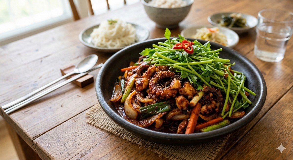 낙지볶음과 미나리 (기사 이해를 돕기 위해 AI로 생성된 이미지)