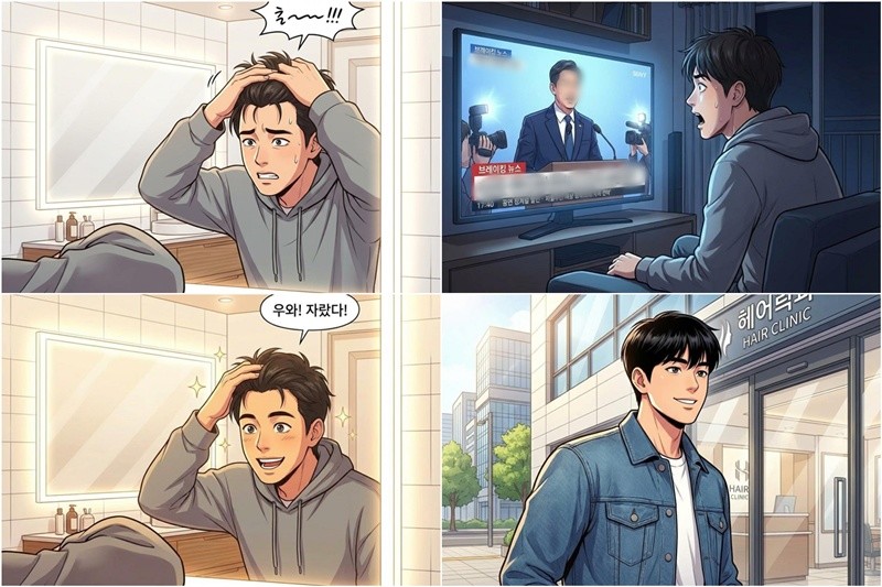 기사 내용을 바탕으로 AI 툴을 사용해 만든 4컷 만화