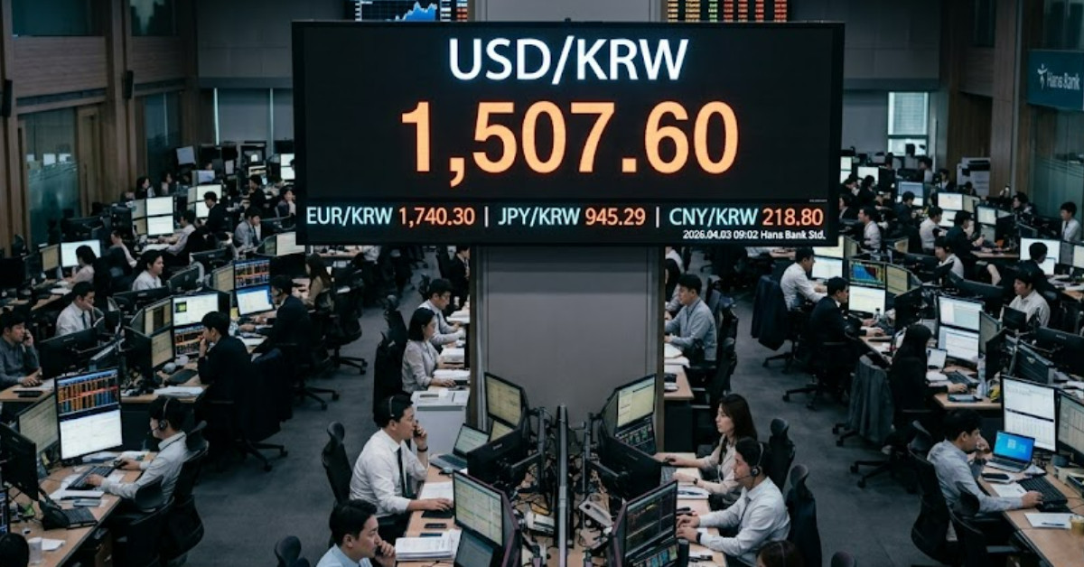 26년 4월 3일 환율. 단순 자료 사진. 기사 이해를 돕기 위해 AI로 제작한 이미지.